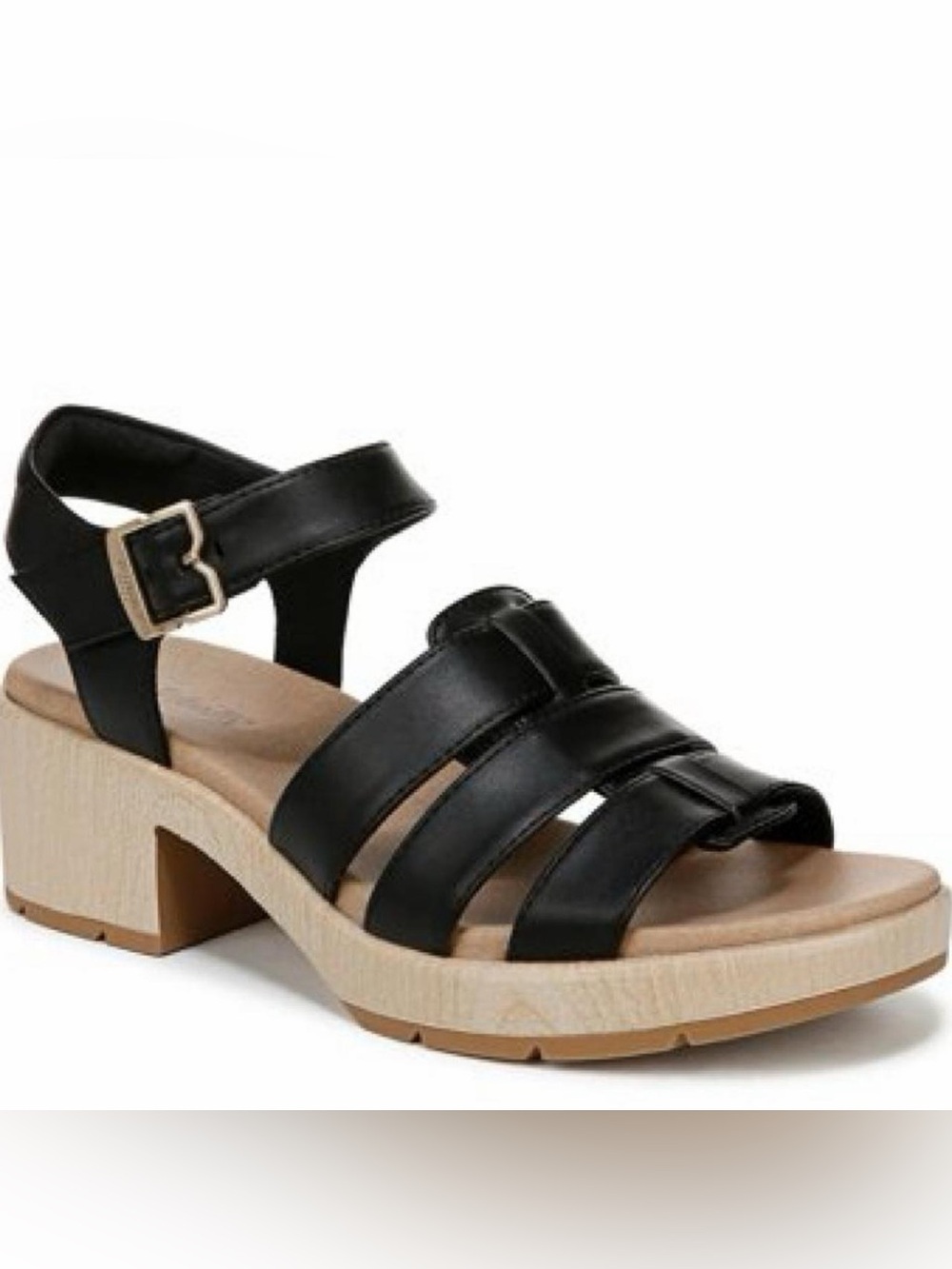 Dr. Scholl's Black Strappy Block Heel Sandals